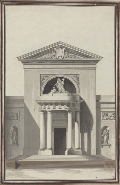Facade for a Church with a Sculpture Representing Faith by Louis Gustave Taraval