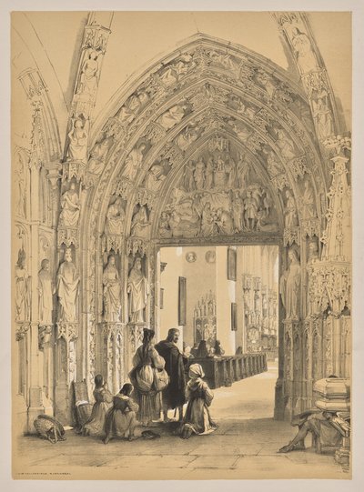 Sketches in Belgium and Germany, First Series, Porch of Frauenkirch, Nuremberg by Louis Haghe