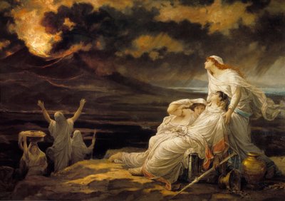 Herculanum: the ancient city destroyed by the eruption of Vesuvius and the inhabitants who took refuge on a hill by Louis Hector Leroux