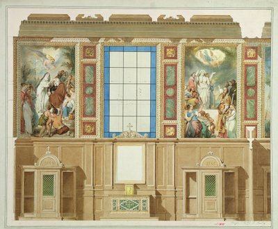 Detail of one of the chapels below the side aisles, from the project to decorate the church of Notre Dame de Lorette, 1855 by Louis Hippolyte Lebas