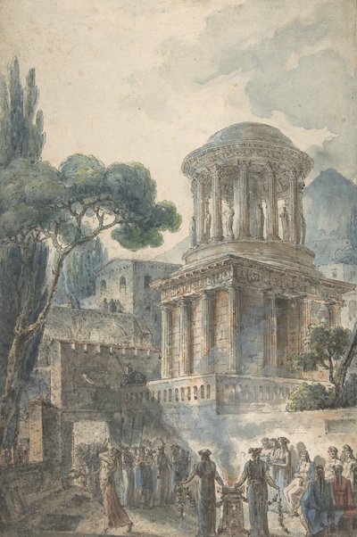 Ancient Scene with a Funeral Ceremony for an Actor by Louis Jean Desprez