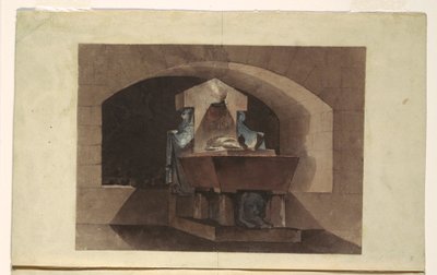 Sepulcher in Egyptian Style with Caryatids and a Lion, ca. 1779–84 by Louis-Jean Desprez