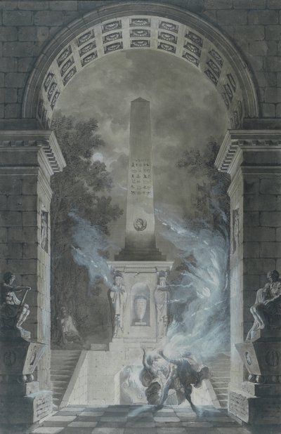 Scene from the tragedy of Semiramis by Voltaire by Louis Jean Desprez