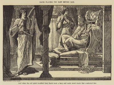 David playing the harp before Saul by Louis John Rhead