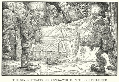 The Seven Dwarfs Find Snow-White in Their Little Bed by Louis John Rhead