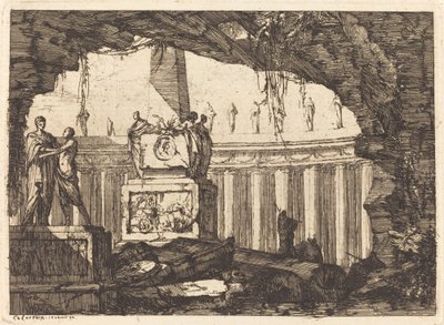 Architectural Fantasy with an Obelisk and Arcade by Louis-Joseph Le Lorrain