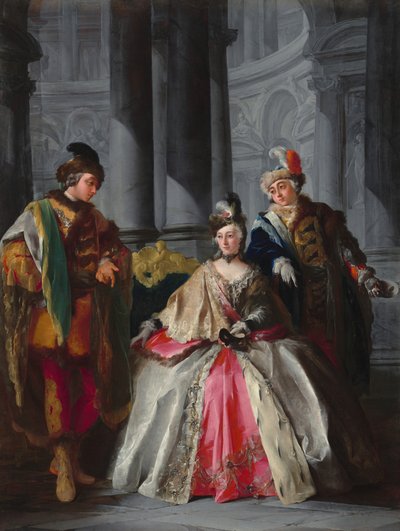 Three Figures Dressed for a Masquerade, c. 1740s by Louis-Joseph Le Lorrain