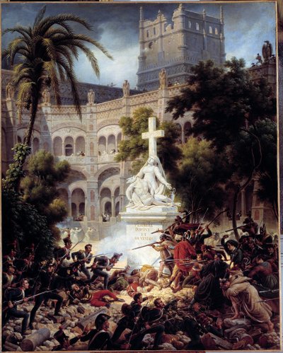Siege and capture of Zaragoza: assault of the monastery of San Engracia on February 8 by Louis Lejeune