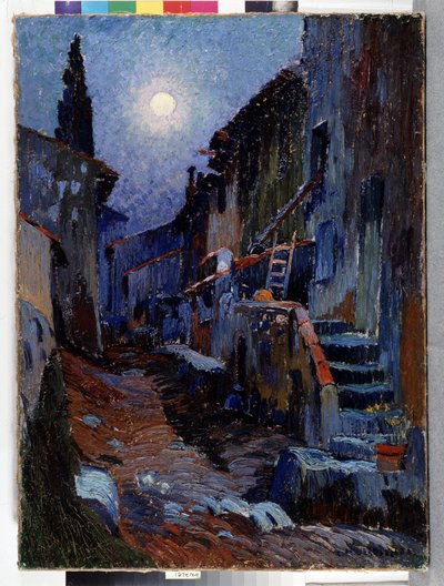 Auriol, Alley with Moonlight by Louis Mathieu Verdilhan