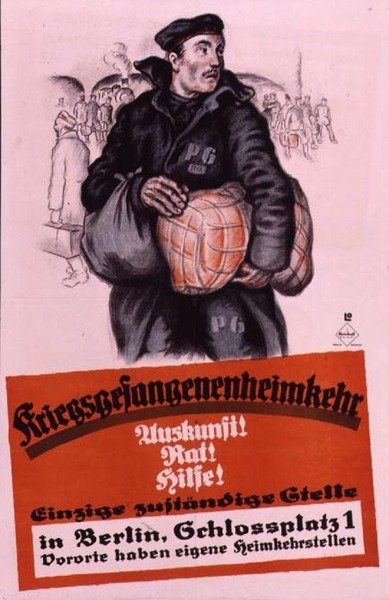 German Poster Advising Returning Prisoners of War Where to Go for Help by Louis Oppenheim