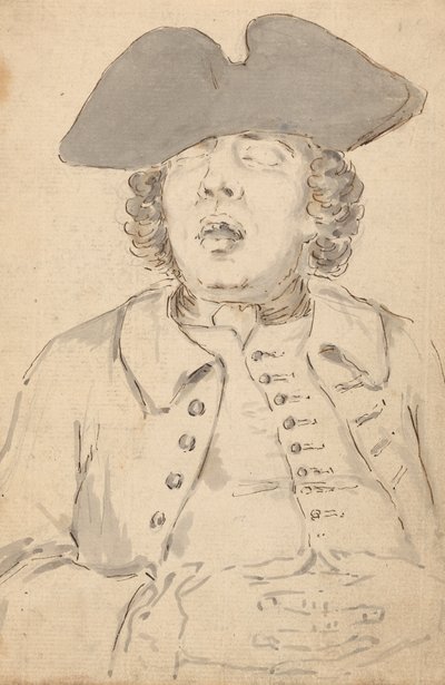 Man Asleep with his Mouth Wide Open and Hands Crossed by Louis Philippe Boitard