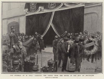 The Funeral of M Zola, carrying the Coffin from the House in the Rue de Bruxelles by Louis Remy Sabattier