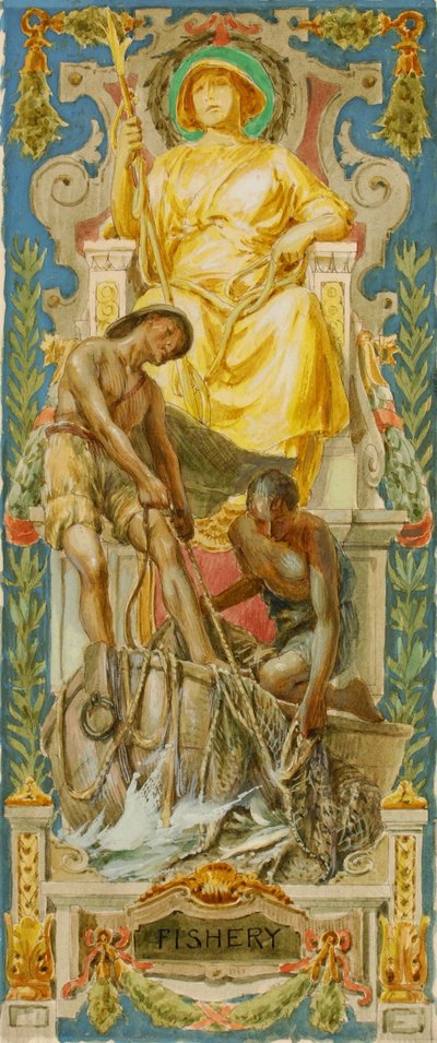 Fishery (study for panel, Old Senate Office Building) by Louis Schaettle