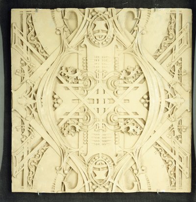 A ceiling fragment, decorated with elaborate scrolls and foliate devices, 1906-1908 by Louis Sullivan