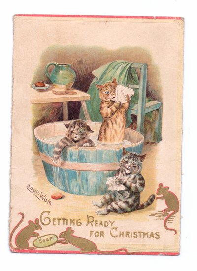 Two Cats in a Bathtub While Two Mice Play with a Bar of Soap, c.1880 by Louis Wain