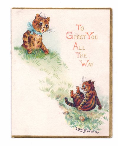 Two Cats, One Taking a Tumble and the Other Looking Startled, c.1880 by Louis Wain