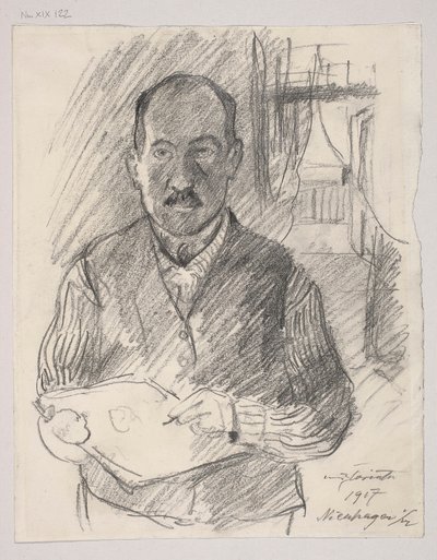 Self-Portrait; verso: Landscape Sketch by Lovis Corinth