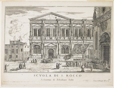 View of the Confraternity of St. Rocco, Plate from The Buildings and Views of Venice by Luca Carlevaris
