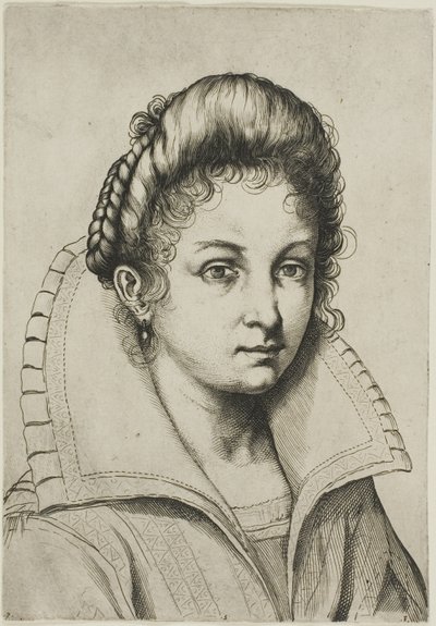 Portrait Bust of a Woman with a Large Collar, from Perfect School to Learn How to Draw the Entire Human Body by Luca Ciamberlano