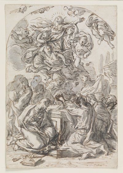 Assumption of the Virgin; Reverse: Head of a Woman and Child by Luca Giordano