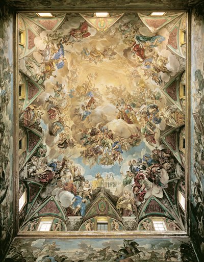 The Celestial Glory and the Triumph of the Habsburgs, from the ceiling above the grand staircase by Luca Giordano