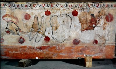 A Rider and the Different Elements of His Armor, Lucanian Fresco, 4th Century BC, Necropolis of Paestum, Italy by Lucanian School