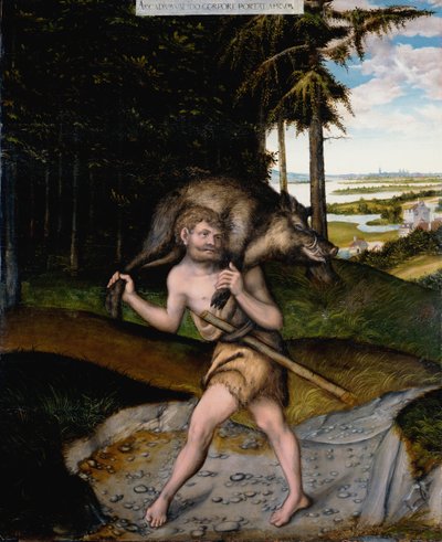 Heracles and the Erymanthian Boar From The Labours of Hercules by Lucas Cranach the Elder