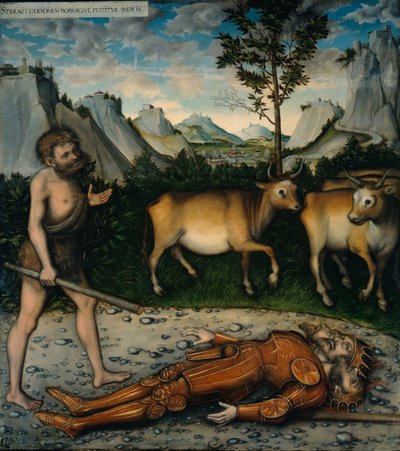Hercules and the Cattle of Geryones From The Labours of Hercules by Lucas Cranach the Elder