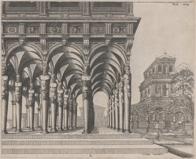 Loggia with Satyr Terms and a Garden by Lucas van Doetechum and Johannes