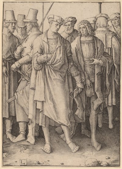A Young Man with Eight Armed Men by Lucas van Leyden
