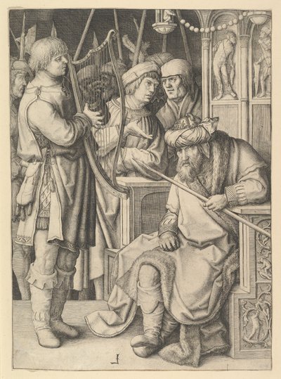 David Playing the Harp Before Saul by Lucas van Leyden