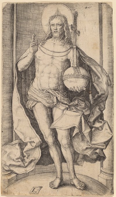 The Savior Standing with the Globe and Cross in His Left Hand by Lucas van Leyden