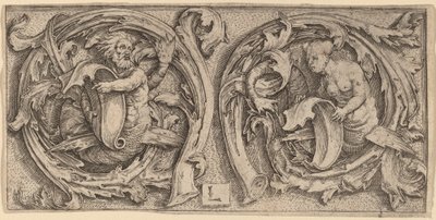 Triton and Siren in Tendrils by Lucas van Leyden