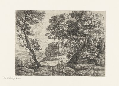 Landscape with a Man and Woman in Conversation (Six Landscapes series) by Lucas van Uden