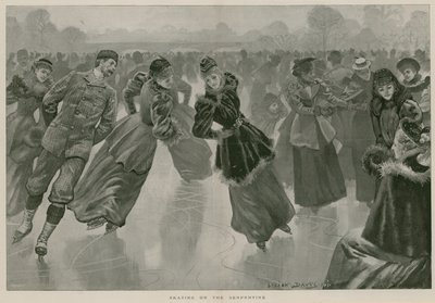 Skating on the Serpentine, Hyde Park, London by Lucien Davis