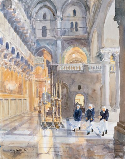 Novices at the Church of the Holy Sepulchre, Jerusalem by Lucy Willis