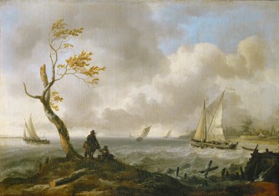 Fishing Boats and Coaster in Rough Weather by Ludolf I Backhuyzen