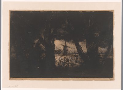 Dutch Winter Landscape with Windmills and Skaters by Ludovic Napoléon Lepic