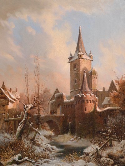 Winter Castle Landscape by Ludvig Messmann