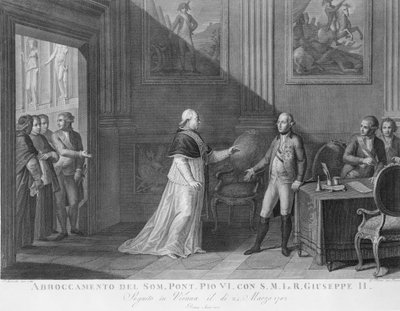 Interview Between Pope Pius VI and Emperor Joseph II in Vienna (engraving) by Luigi Agricola