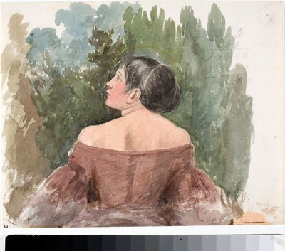 Portrait of Young Woman from Back by Luigi Garibbo