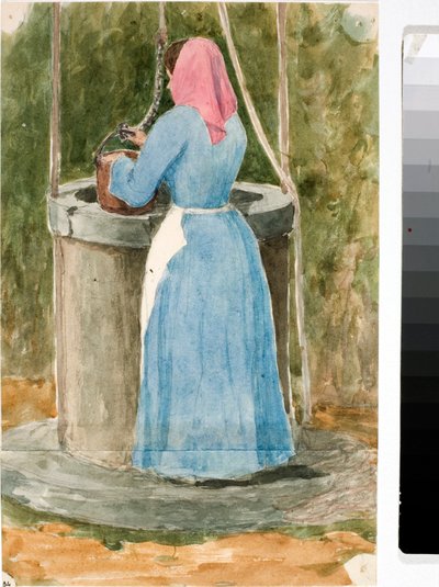 Woman of the People Drawing Water from the Well by Luigi Garibbo