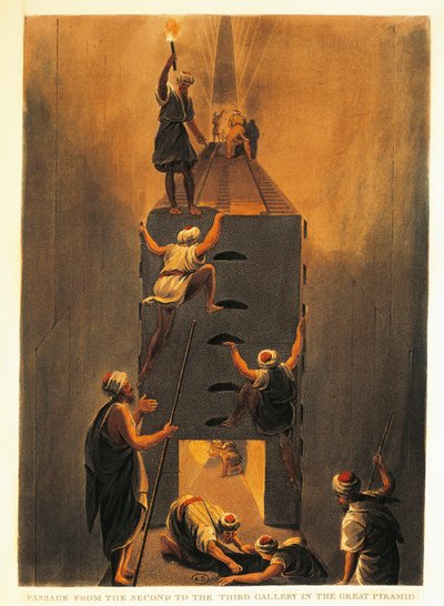 Passage from the Second to the Third Gallery in the Great Pyramid at Giza by Luigi Mayer