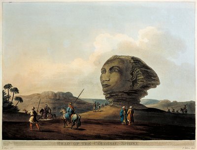 Sphinx Head in Egypt from Views in Egypt by Luigi Mayer, Engraving by Luigi Mayer