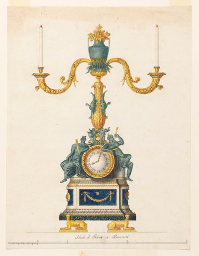 Design for a Candlestick with a Clock by Luigi Righetti