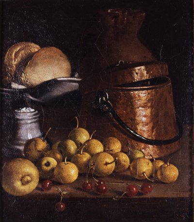 Still Life with Fruits and Cooking Utensils by Luis Egidio Melendez