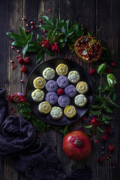 Autumn Mooncakes Pomegranates by Lydia Jacobs