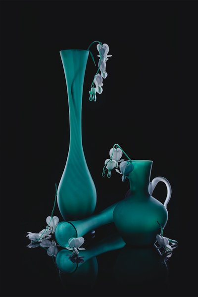 Bleeding Hearts in Teal by Lydia Jacobs