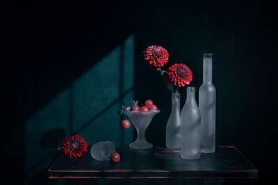 Elegant Dahlias Still Life by Lydia Jacobs