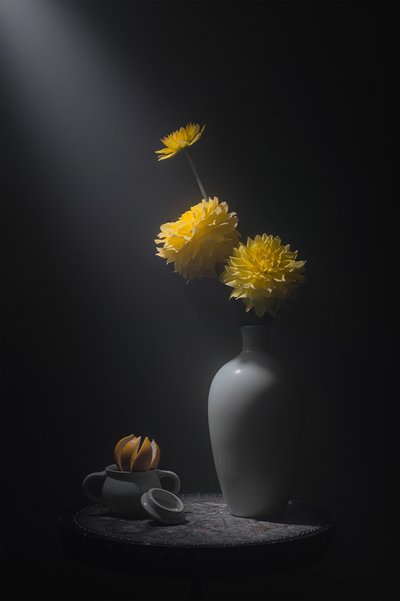 Golden Blooms Still Life by Lydia Jacobs